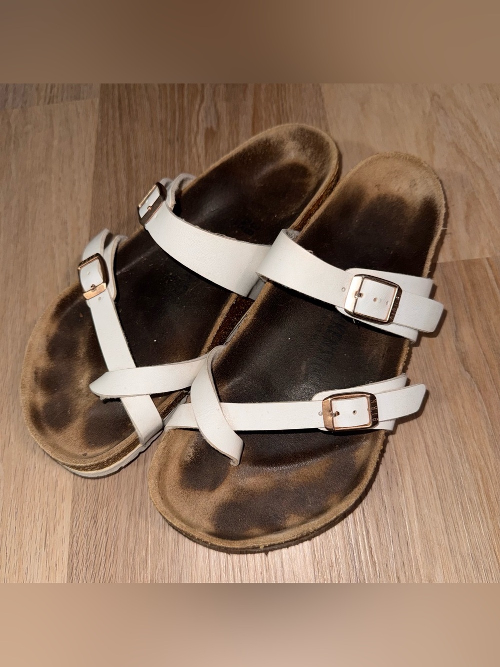 Birkenstock Mayari Birko-Flor Sandals - White & Brown - Size 38